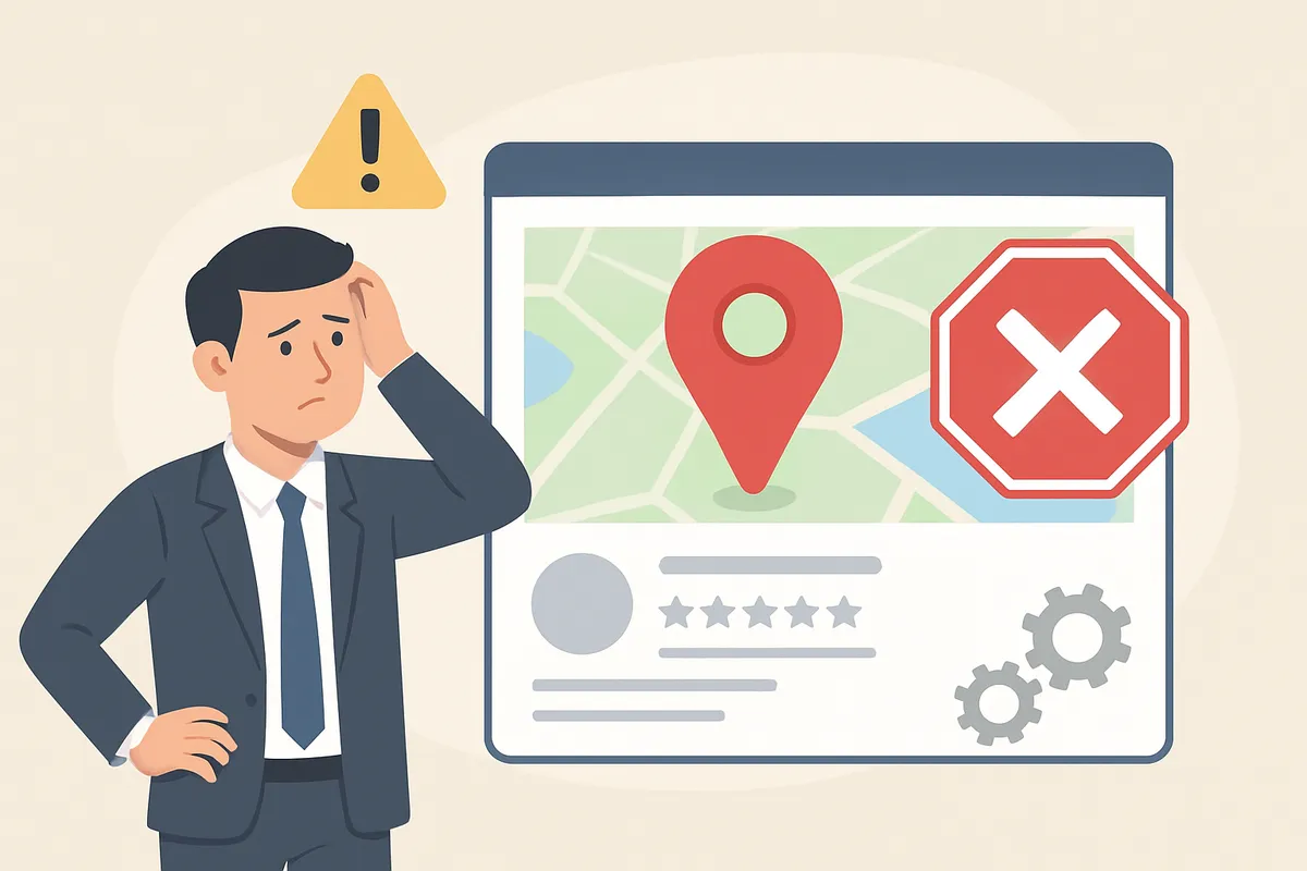 MEO失敗パターン Googleマップ 上位表示 ローカルSEO 注意点 ビジネスプロフィール 検索順位 地域検索 最適化 トラブル回避
