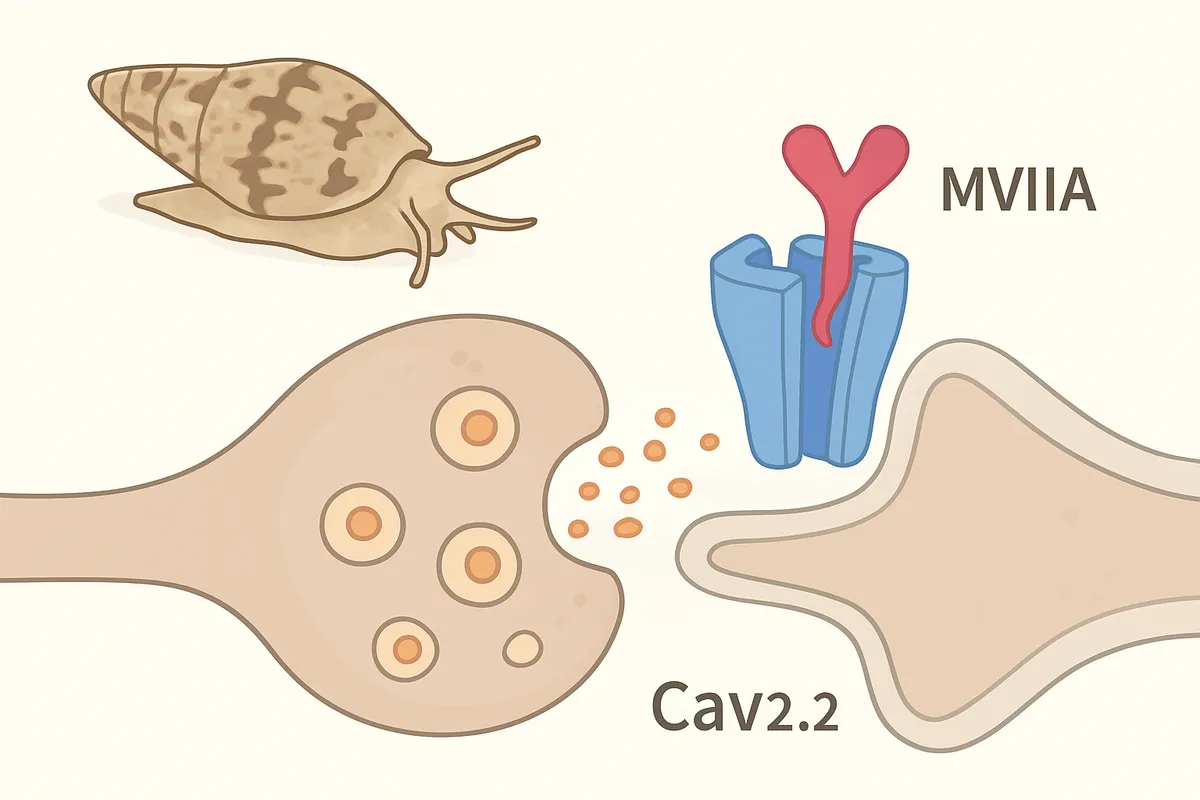 CaV2.2 calcium channel blockade pain transmission inhibition nociception MVIIA ジコノチド conotoxin cone 