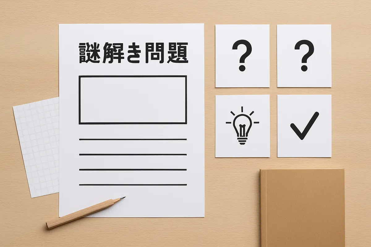 謎解き問題 例題省略 本題直入 テンプレート 答え設定自由 問題構成 解答ガイド 難易度調整 謎かけ手法