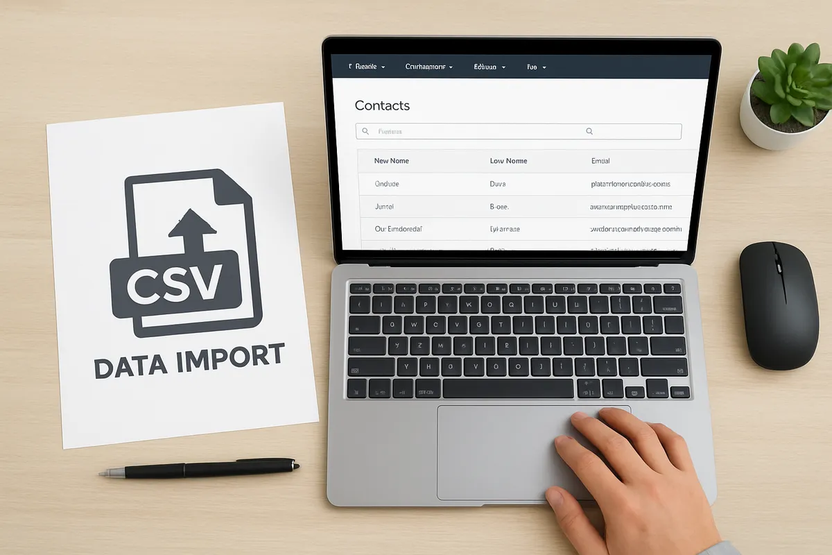 データインポート CSV ファイルアップロード HubSpot CRM 連絡先 顧客情報 移行 データベース統合 初期設定