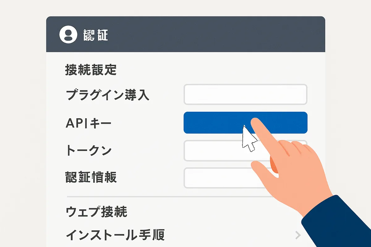 認証 接続設定 Cursor Marketplace プラグイン導入 API キー トークン 認証情報 ウェブ接続 インストール手順 設定画面