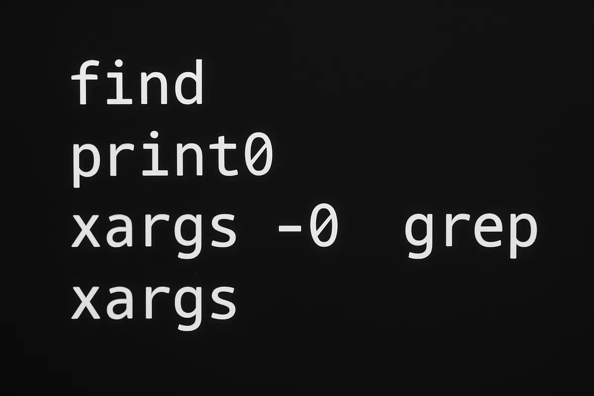 find コマンド print0 xargs -0 オプション ファイル検索 パイプ処理 ヌル文字区切り スペース含みファイル対応 Linux Unix シェルスクリプト バッチ処理 セキュリティ