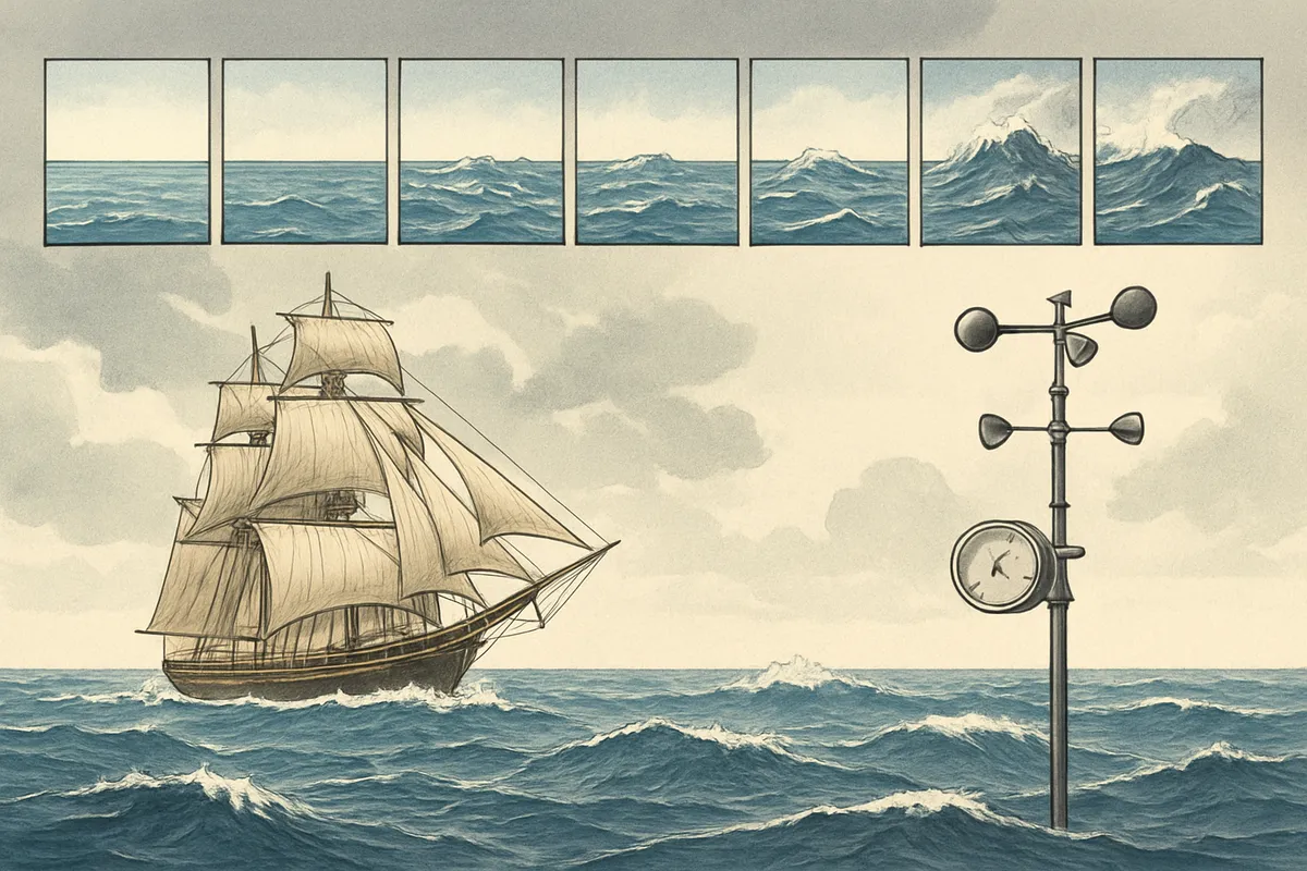 ボーフォートスケール Beaufort scale 風速階級 1-9段階 海上風 波高 帆船 気象計測 19世紀 海軍 Francis Beaufort イギリス 風力指数