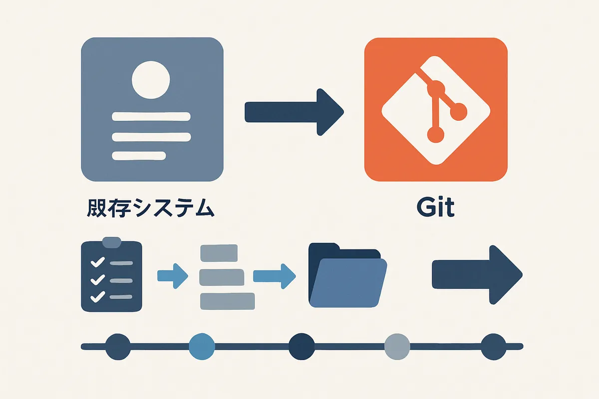 リポジトリ移行 一括運用 段階的運用 並行運用 比較 既存システム 移行戦略 Git migration repository transition 運用方式 スケジュール