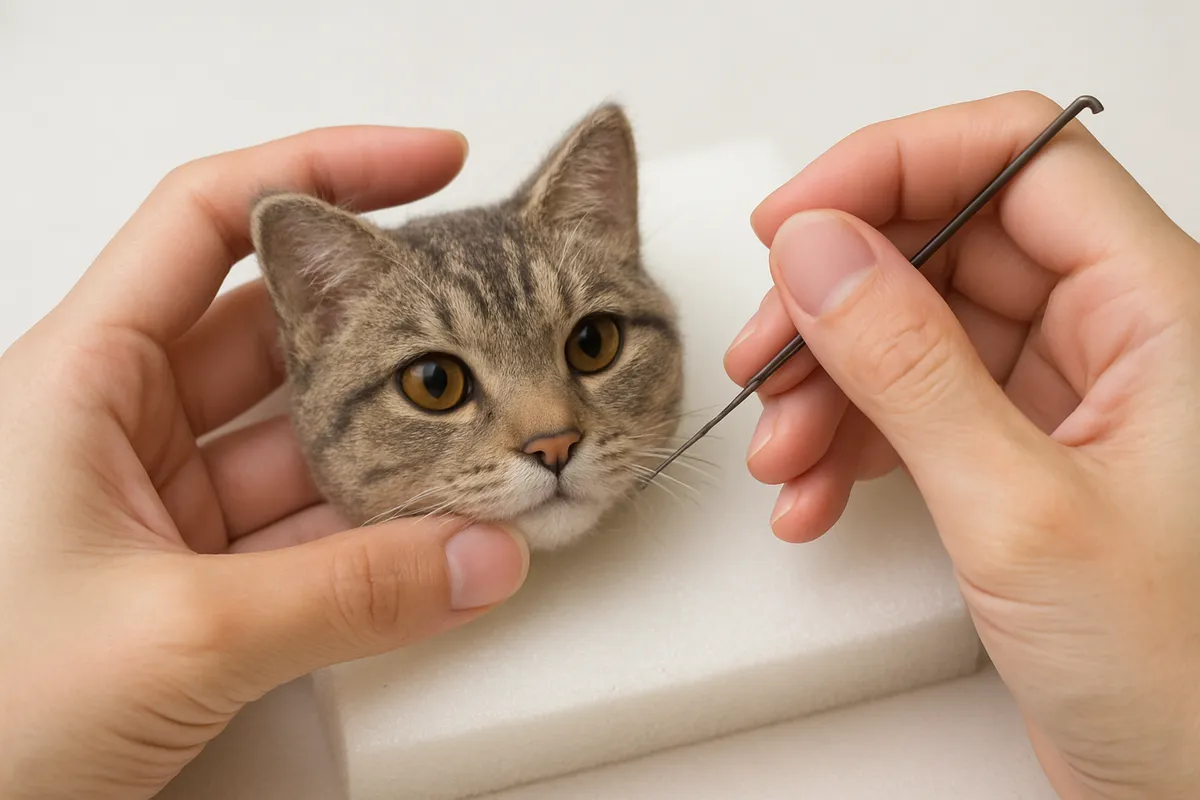 羊毛フェルト 猫顔 初心者 向いている 向かない 手作り工芸 リアル仕上げ 細部表現 針刺し 根気 集中力 creatives craft woolfelting realistic