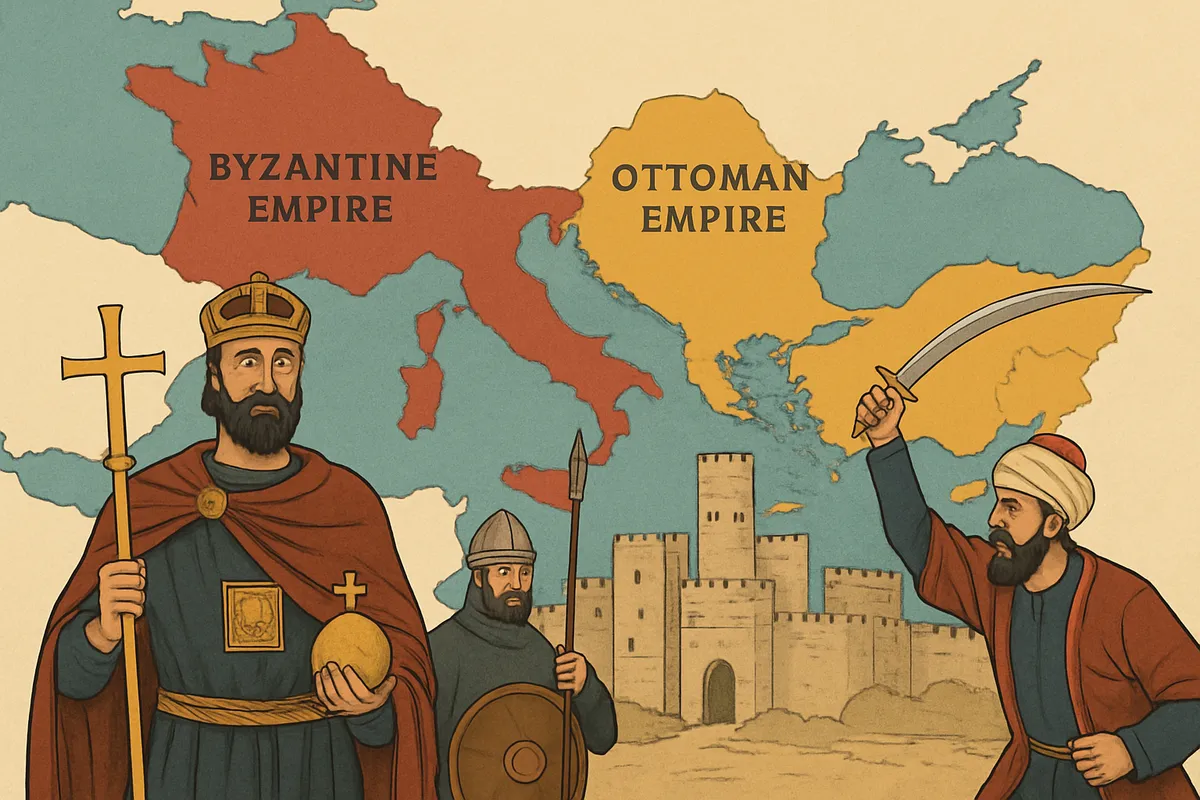 東ローマ帝国 ビザンティン帝国 コンスタンティノープル 1453年 1000年 帝国継続 オスマン帝国 イスタンブール Byzantine continuity 正統性 領土 東地中海