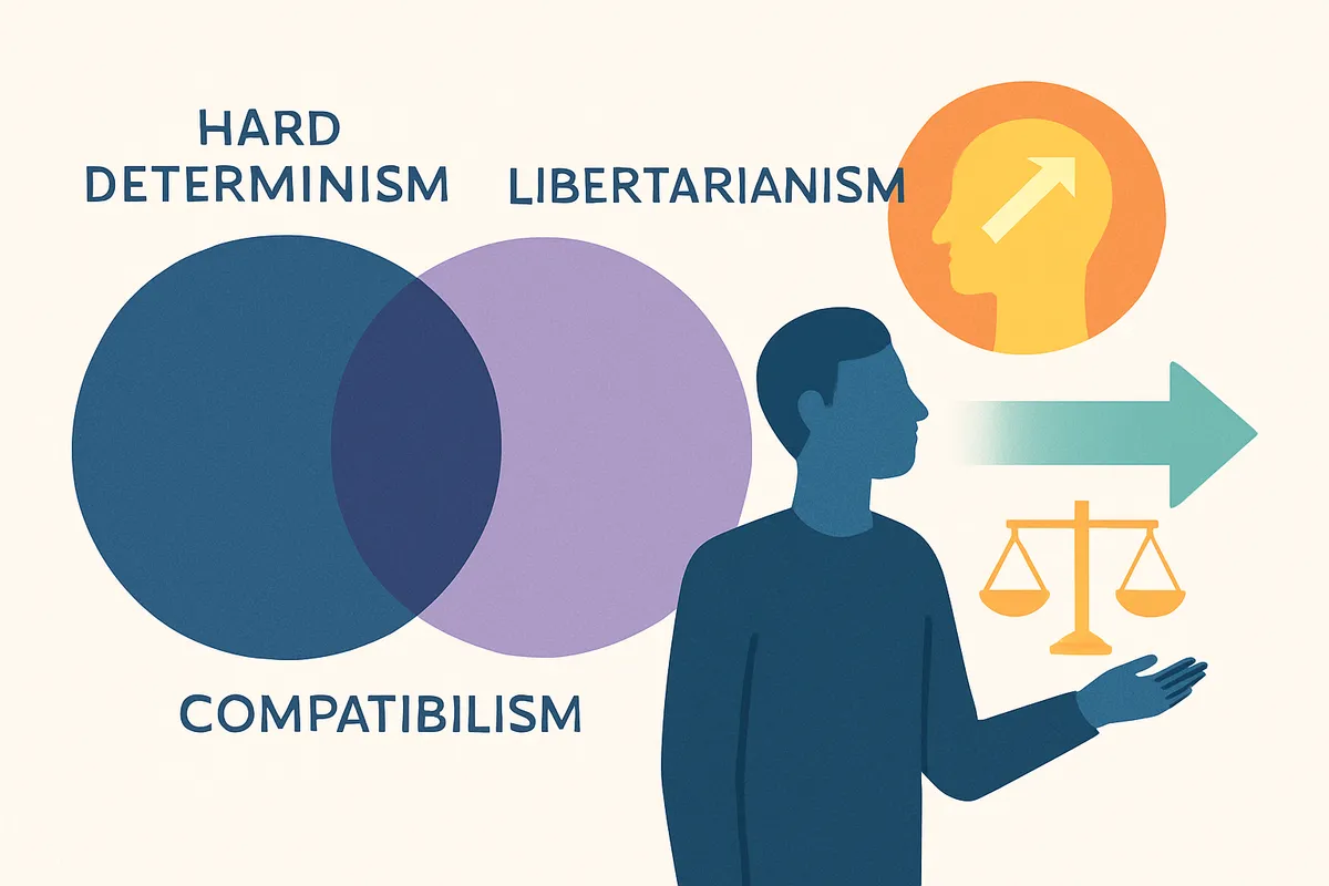 ハード決定論 hard determinism リバタリアニズム libertarianism 両立論 compatibilism 自由意志 決定論 因果関係 道徳責任 形而上学 哲学的立場 meta