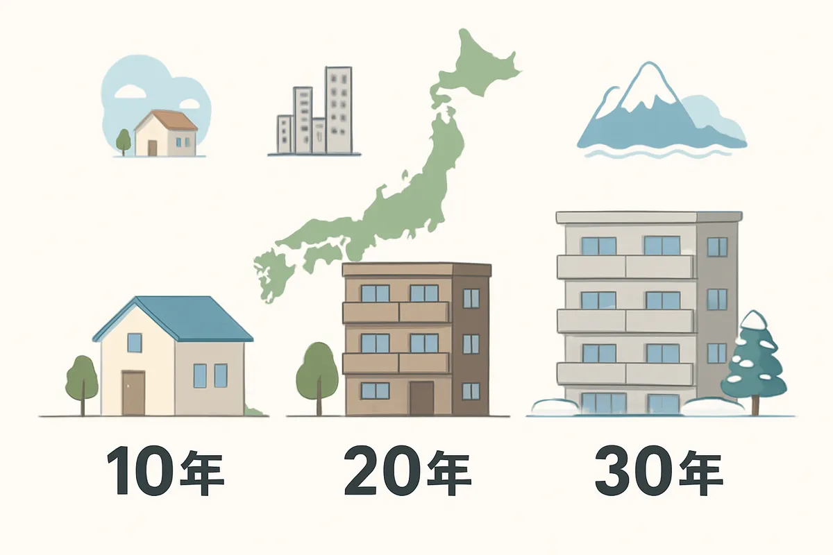 地域差 築年数 メンテナンス費用 10年 20年 30年 地方 都市部 気候条件 降雪地域 沿岸部 劣化速度 修繕コスト 建築環境