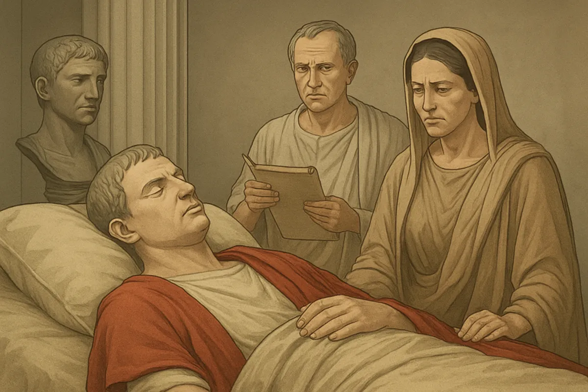 アウグストゥス Augustus AD14 初代皇帝 死因 毒殺疑惑 スエトニウス 古代ローマ帝国 紀元1世紀 史料批判 帝位継承 livia