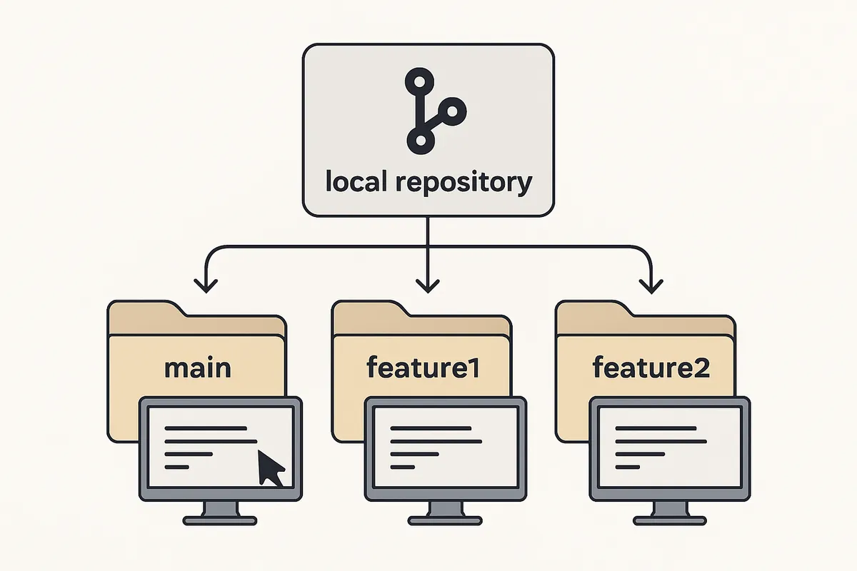 git worktree 複数ブランチ 並列作業 ローカルリポジトリ 開発ツール バージョン管理 git コマンド ワークツリー効率化 ブランチ切り替え 作業ディレクトリ