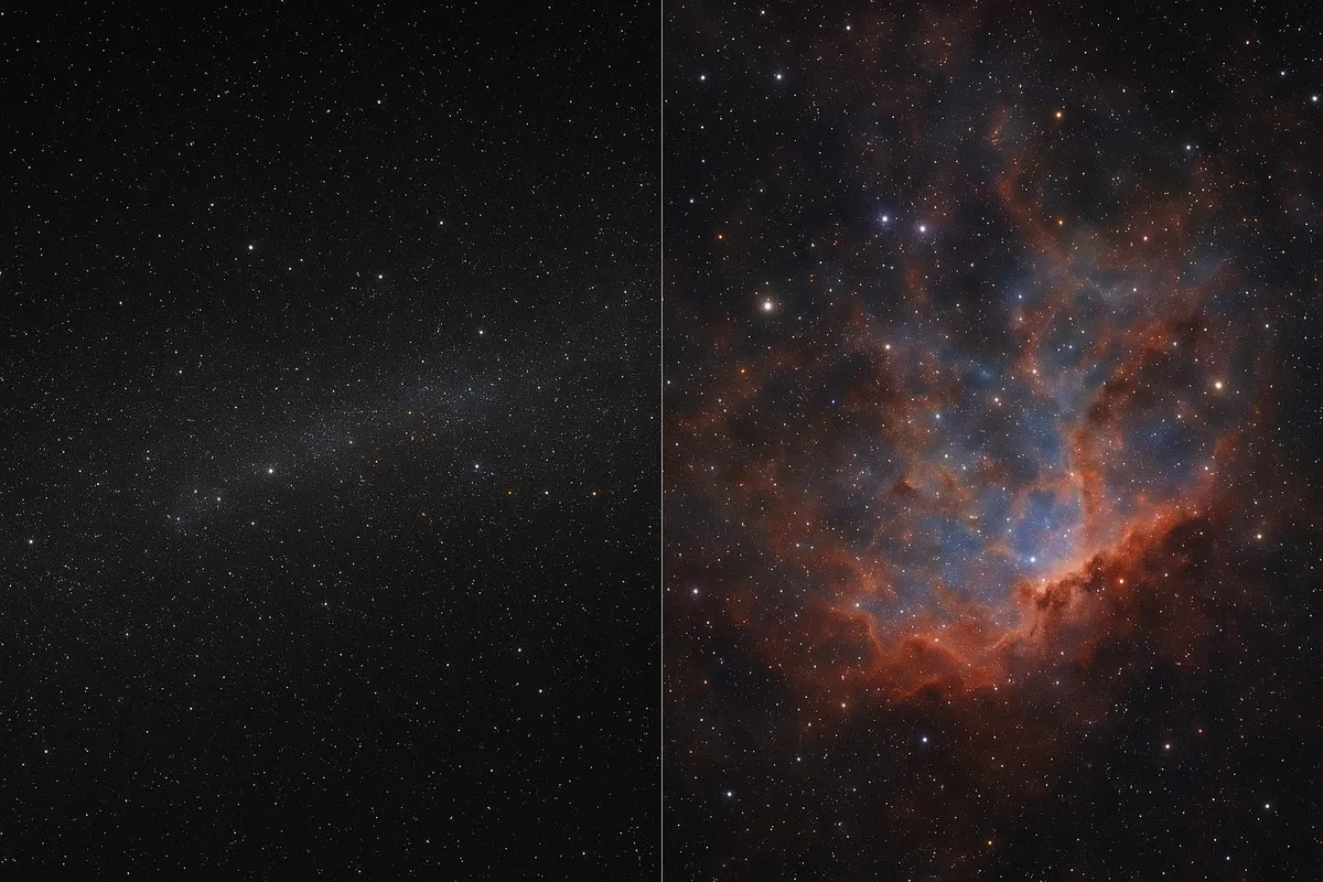 天体望遠鏡で観測できる星雲と銀河の壮大な景色。