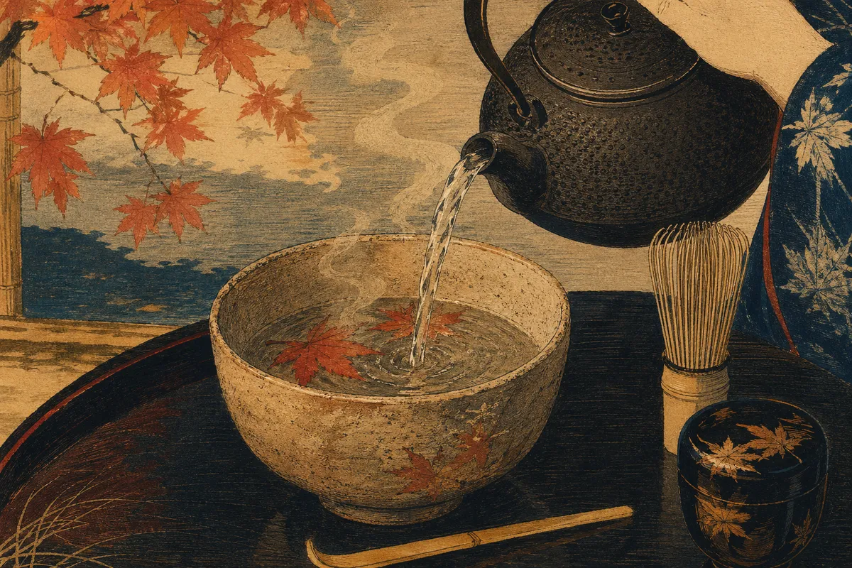 日本の伝統工芸の精神と美学を表現する抽象的なアート作品