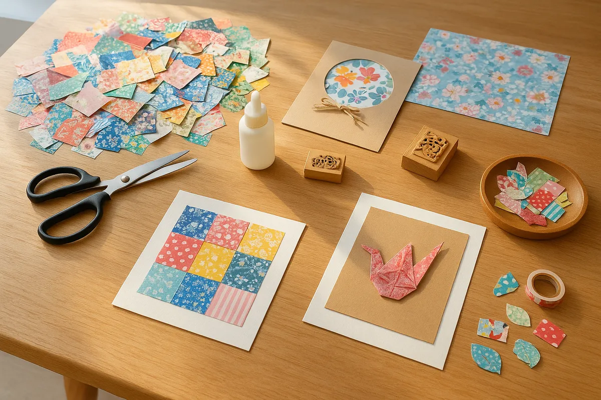 和紙を使った様々なハンドメイドクラフト作品と制作過程の写真集。