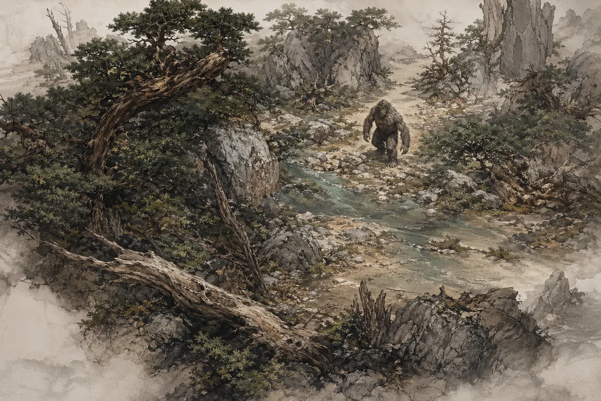 未確認生物や伝説の怪物を民俗学的に描いた図鑑スタイルのイラスト
