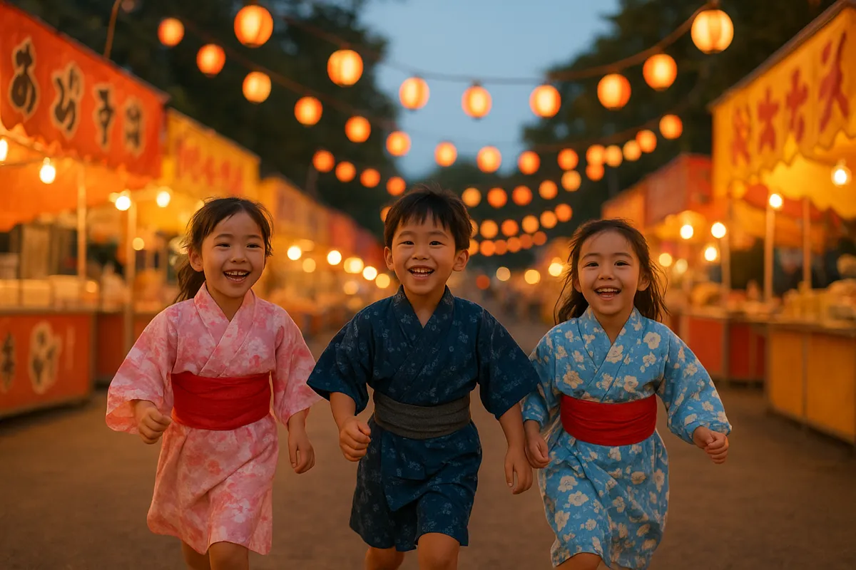 逗子の夏祭りやビーチイベントの活気ある雰囲気と地元家族の交流風景。