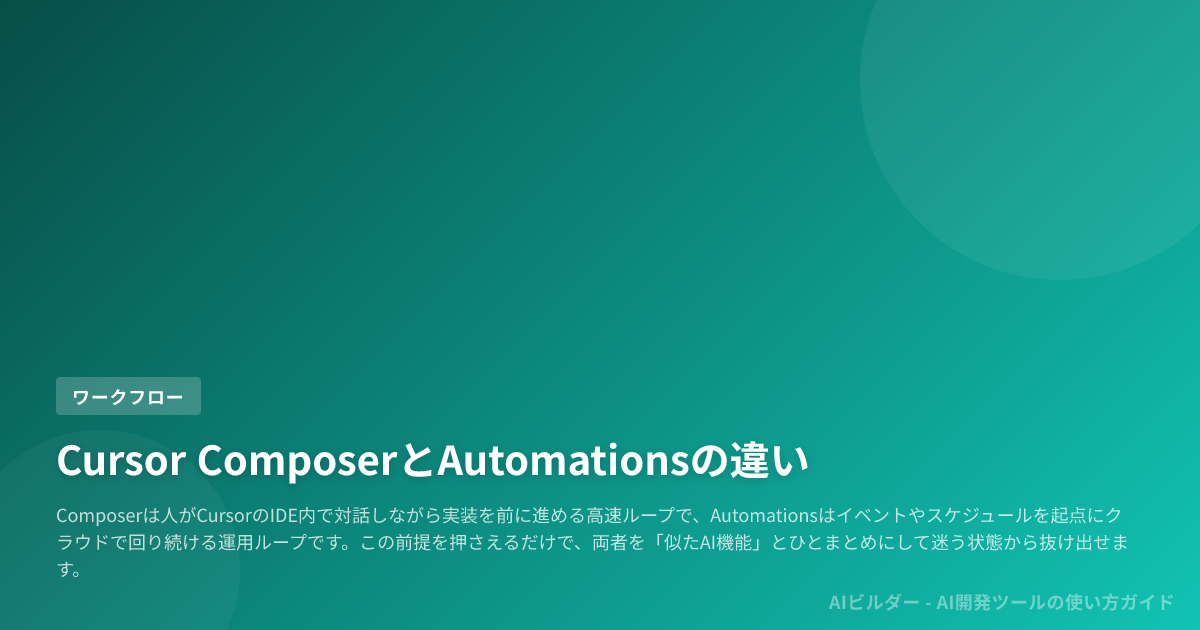 Cursor Automations Cursor ComposerとAutomationsの違い
