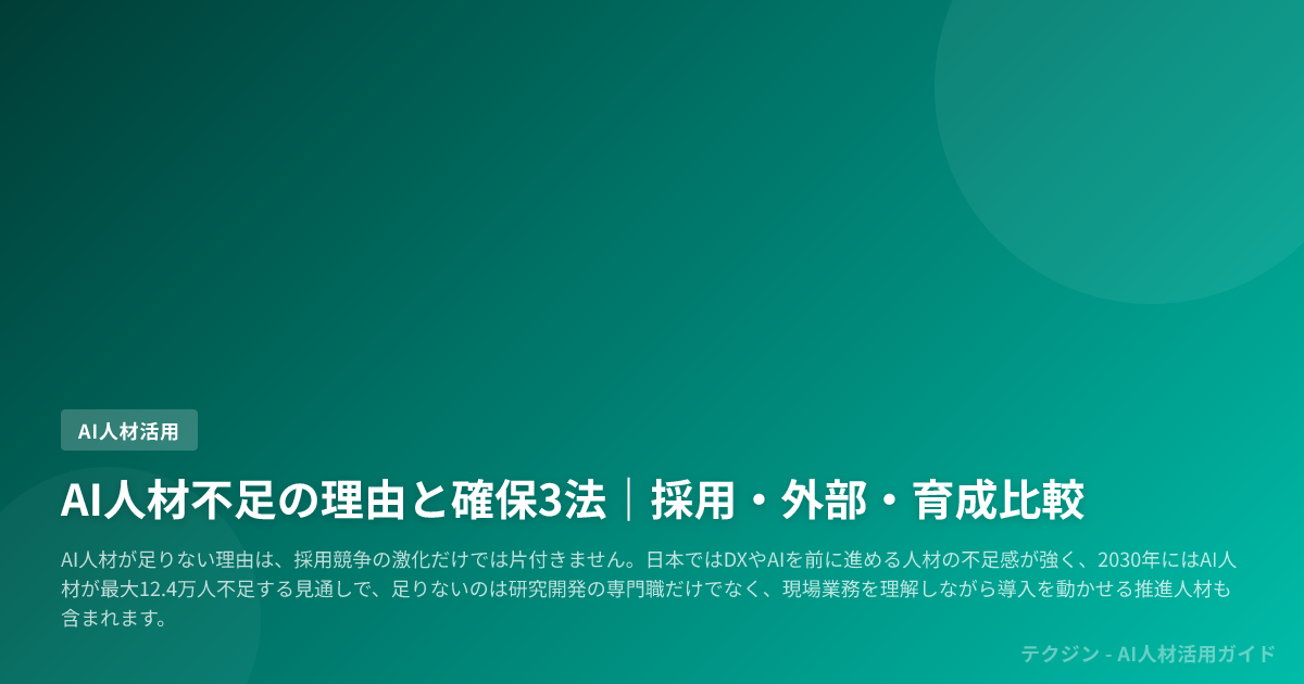 AI人材不足の理由と確保3法｜採用・外部・育成比較
