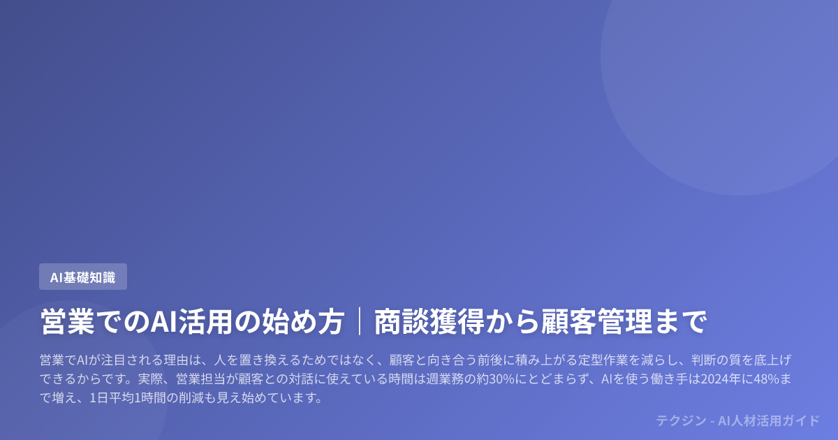 営業でのAI活用の始め方|商談獲得から顧客管理まで