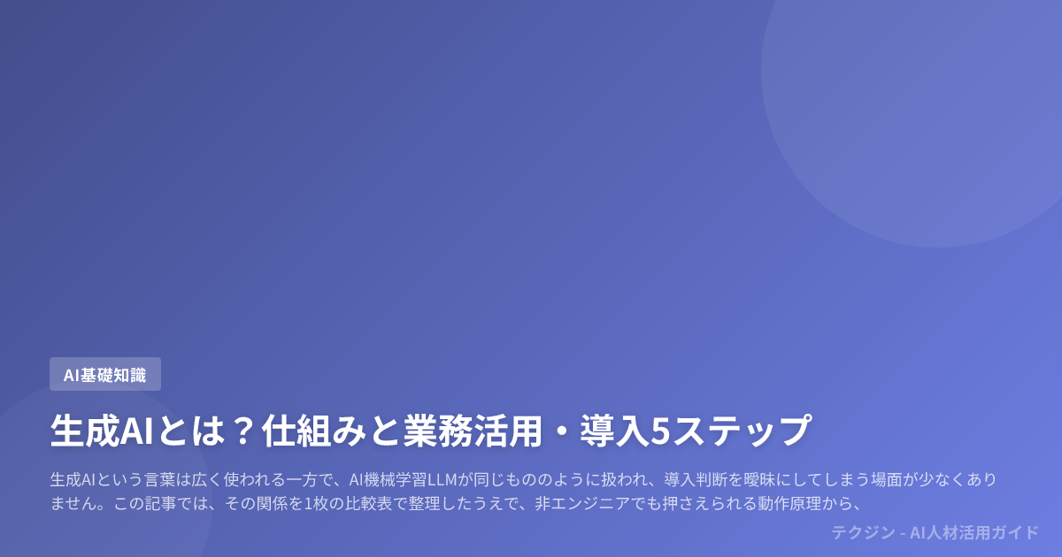 生成AIとは?仕組みと業務活用・導入5ステップ