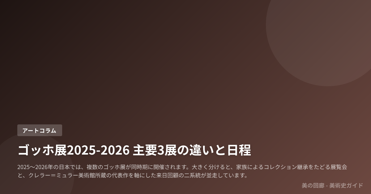 ゴッホ展2025-2026 主要3展の違いと日程