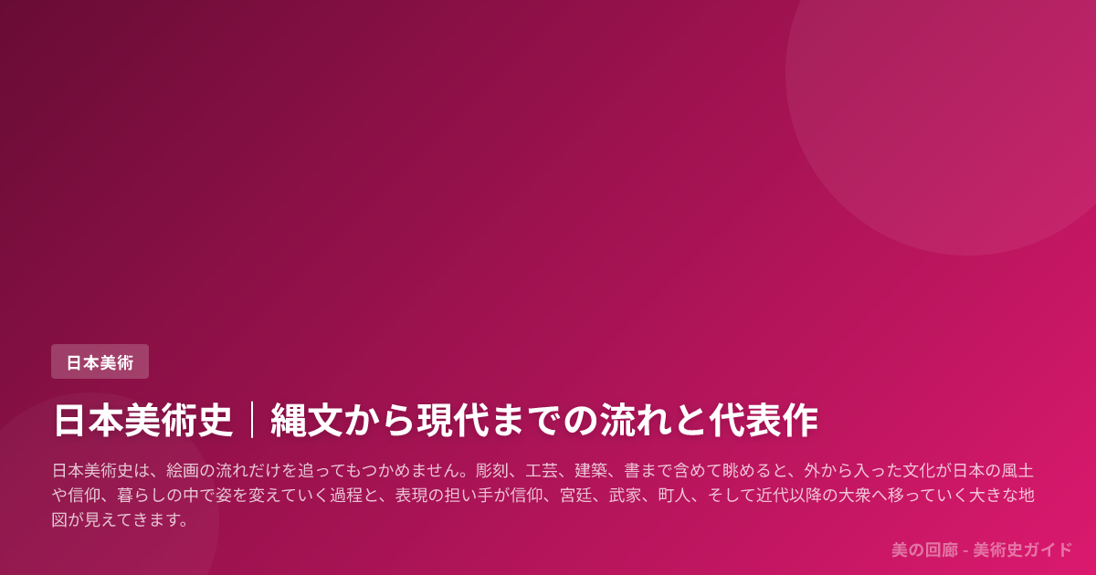 日本美術史｜縄文から現代までの流れと代表作