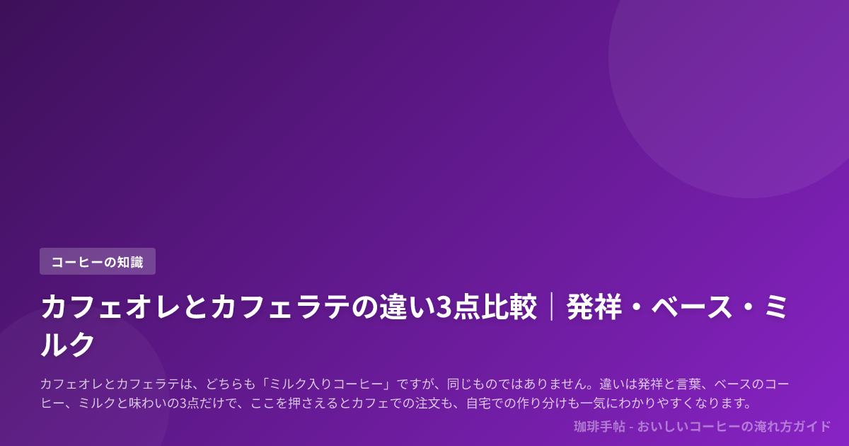 カフェオレとカフェラテの違い3点比較|発祥・ベース・ミルク