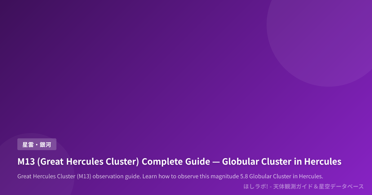 M13 (Great Hercules Cluster) Complete Guide — Globular Cluster in ...