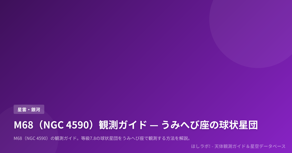 M68（NGC 4590）観測ガイド — うみへび座の球状星団