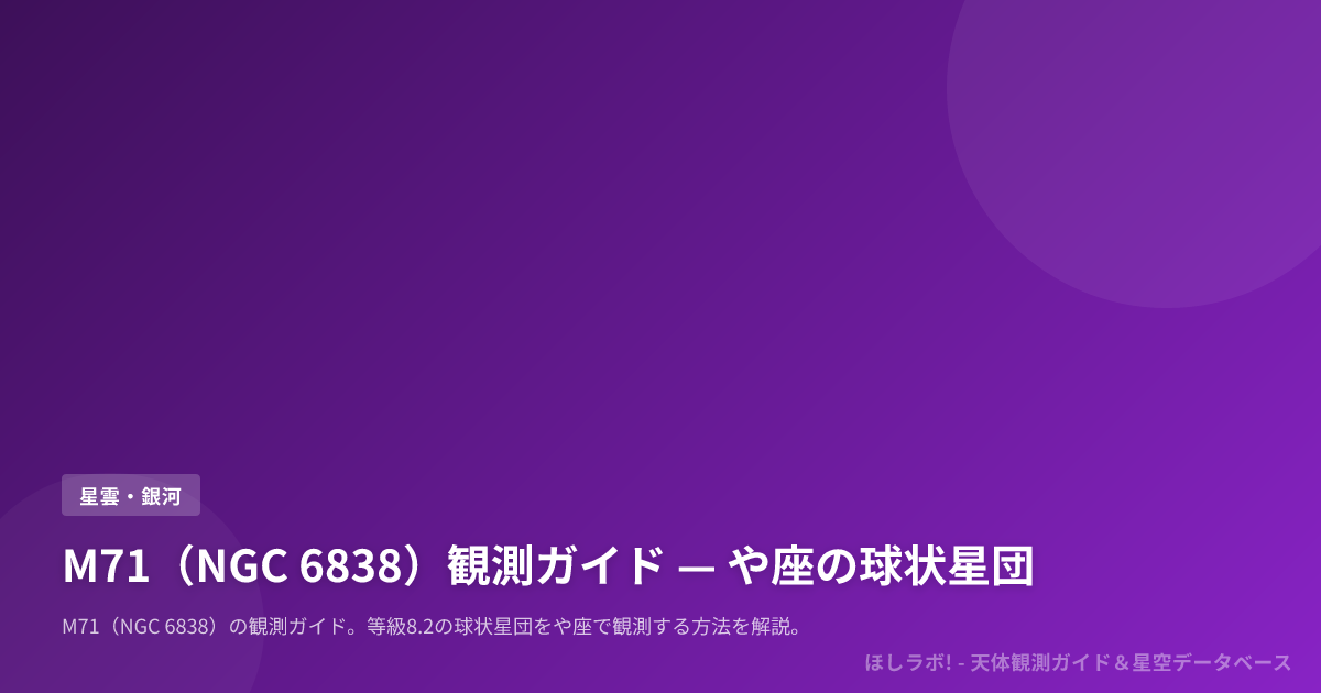 M71（NGC 6838）観測ガイド — や座の球状星団