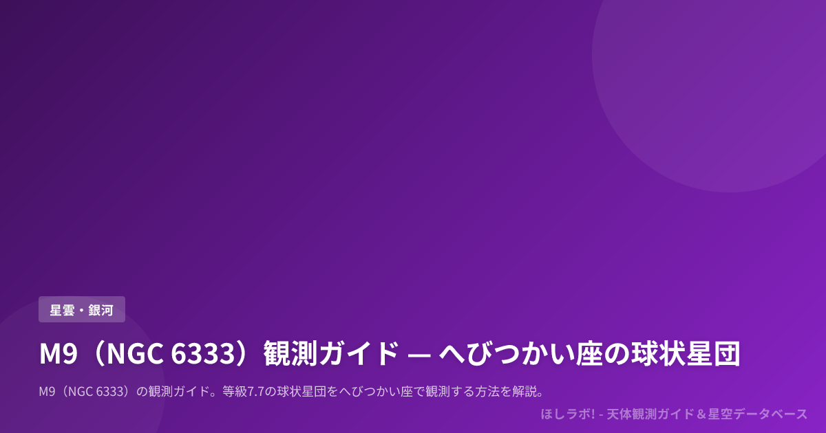 M9（NGC 6333）観測ガイド — へびつかい座の球状星団