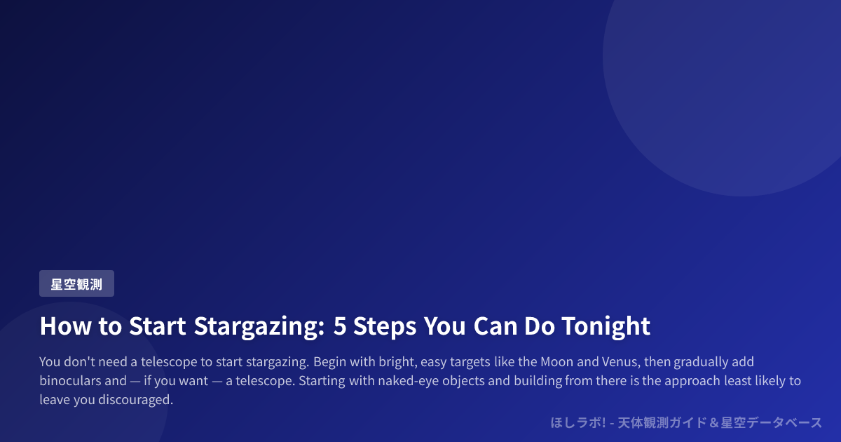 How to Start Stargazing: 5 Steps You Can Do Tonight | Hoshi Lab!