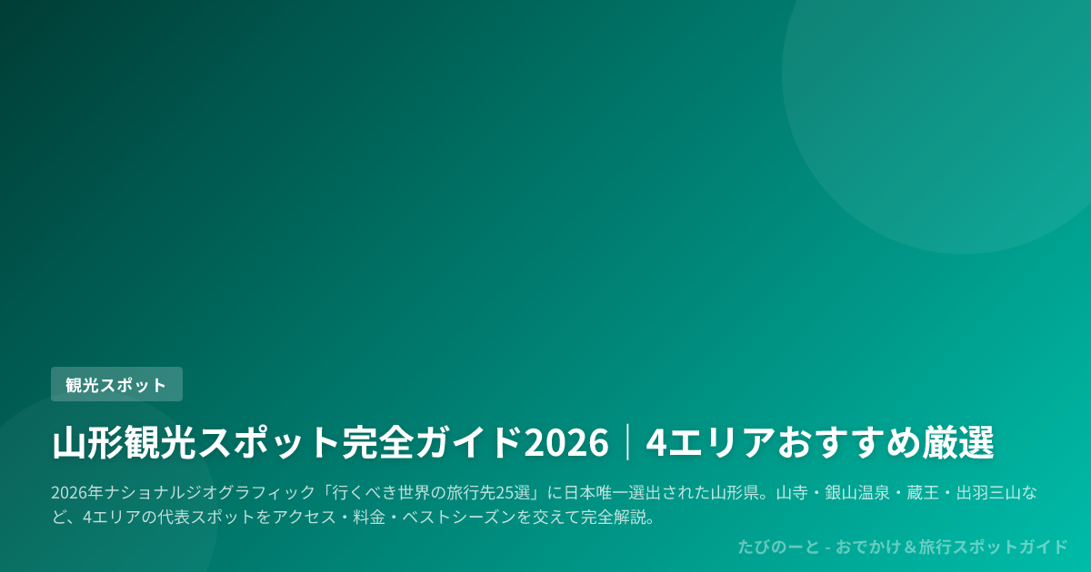山形観光スポット完全ガイド2026｜4エリアおすすめ厳選